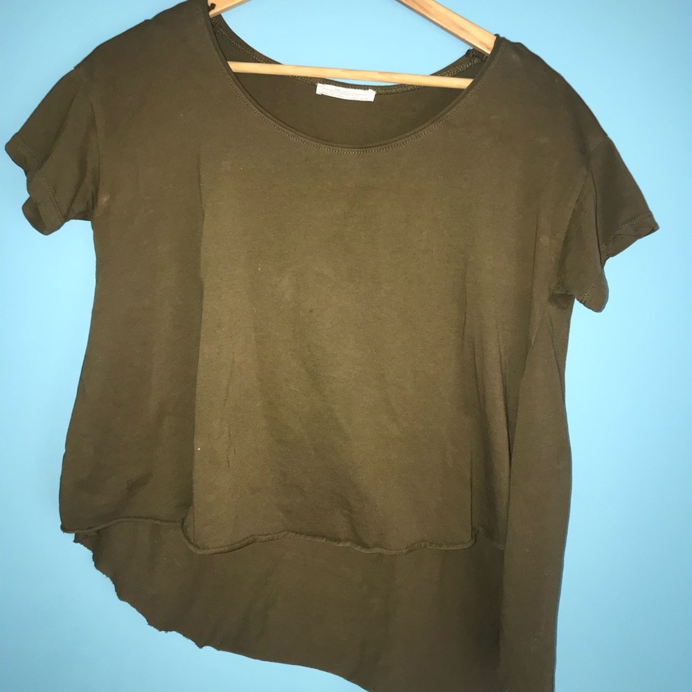 Army high low green shirt
